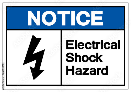 Notice Electrical Shock Hazard Symbol Sign, Vector Illustration, Isolate On White Background Label .EPS10