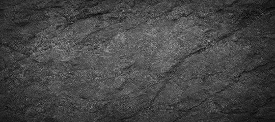 Panorama dark grey black slate background or texture.Panorama black slate background