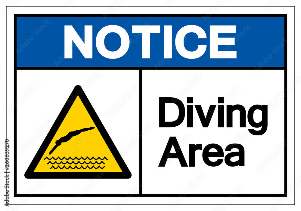 Notice Diving Area Symbol Sign, Vector Illustration, Isolate On White Background Label. EPS10