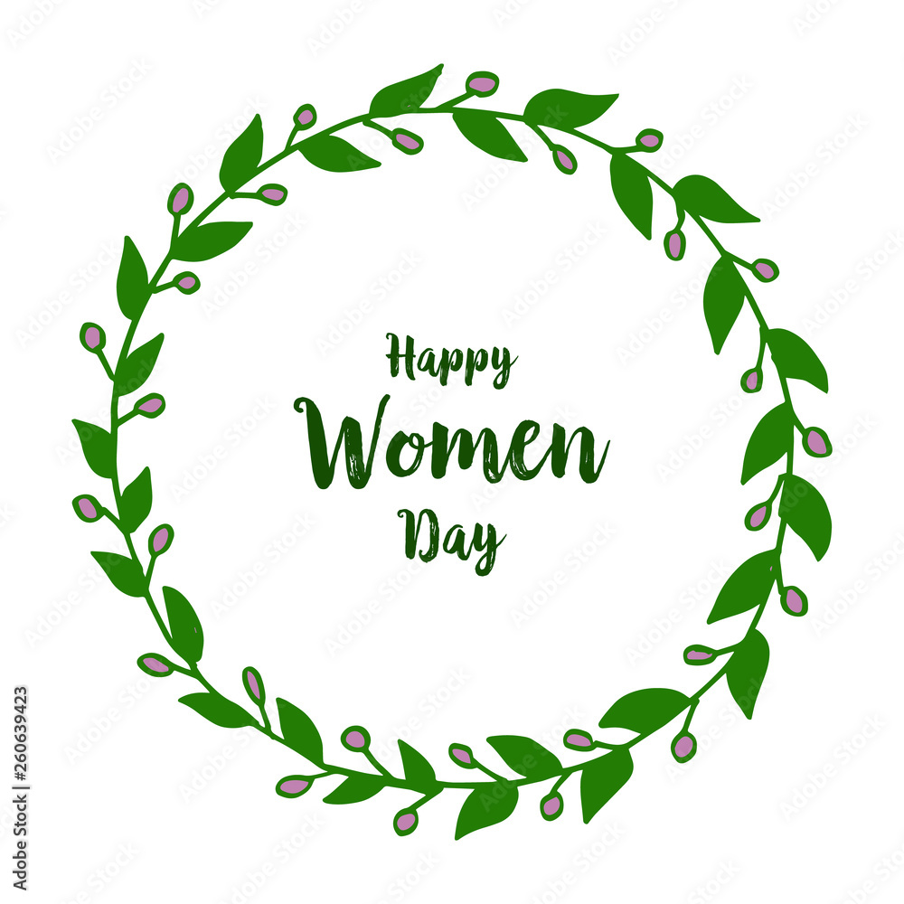 Vector illustration artwork of leaf flower frame for greeting card happy women day Vector illustration artwork of leaf flower frame for greeting card happy women day