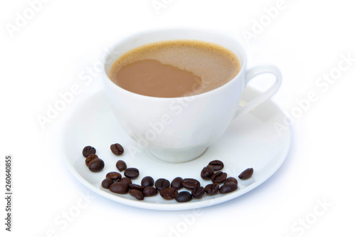 cup of coffee beans isolated on white background