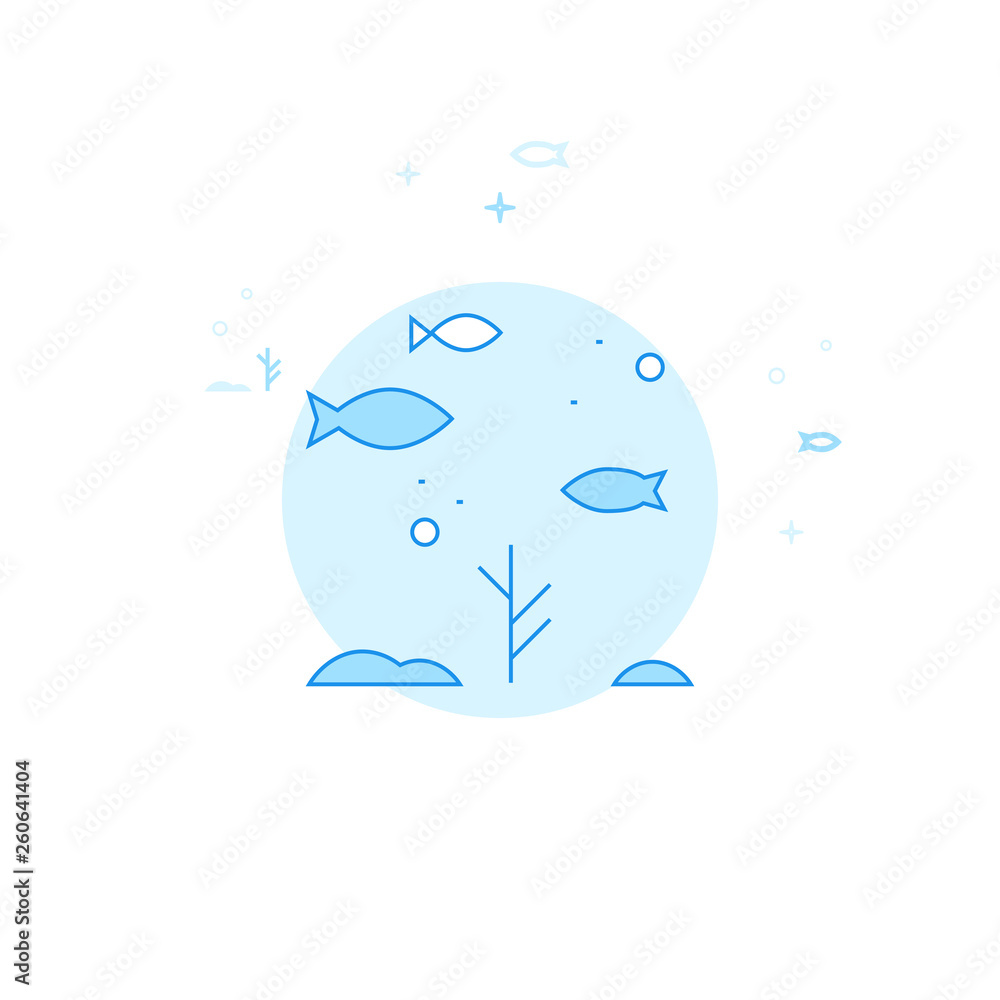School of Fish Flat Vector Illustration, Icon. Light Blue Monochrome Design. Editable Stroke School of Fish Flat Vector Illustration, Icon. Light Blue Monochrome Design. Editable Stroke