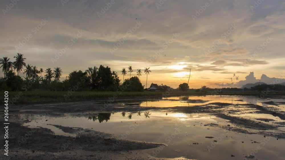 Timelapse sunset over rural plantation Malays estate at Penang, Malaysia. Timelapse sunset over rural plantation Malays estate at Penang, Malaysia.