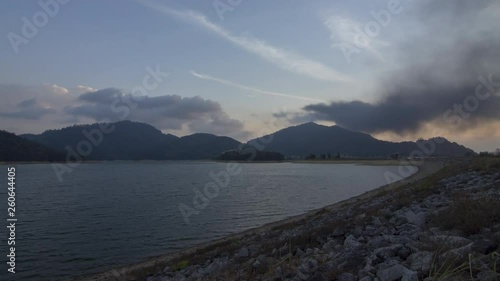 Timelapse Sunrise at Mengkuang Dam. photo