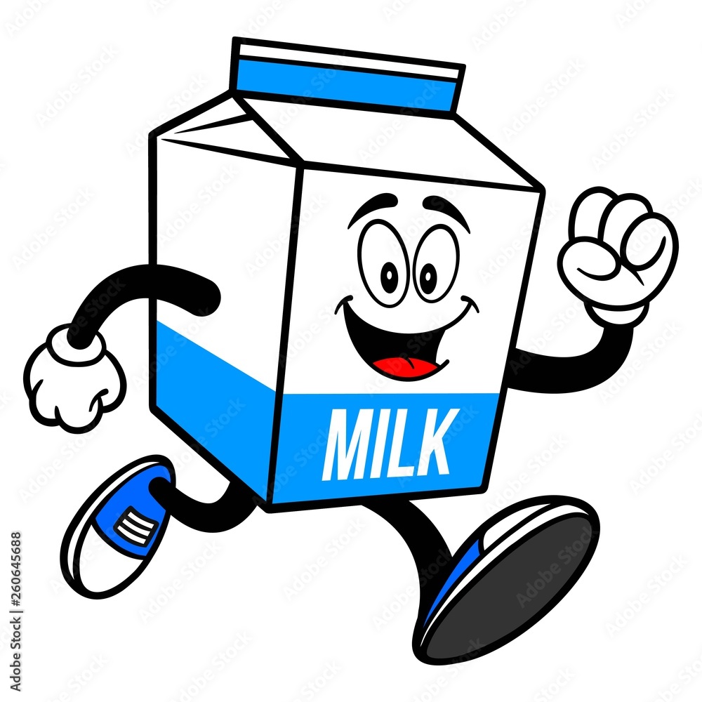 Milk Carton Mascot Running - A cartoon illustration of a Milk carton  mascot. Stock Vector | Adobe Stock
