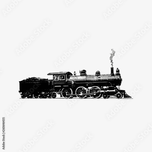 Drawing of a steam engine train