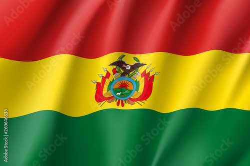 Bolivia national flag. Patriotic symbol in official country colors. Illustration of South America state flag. Vector realistic icon.