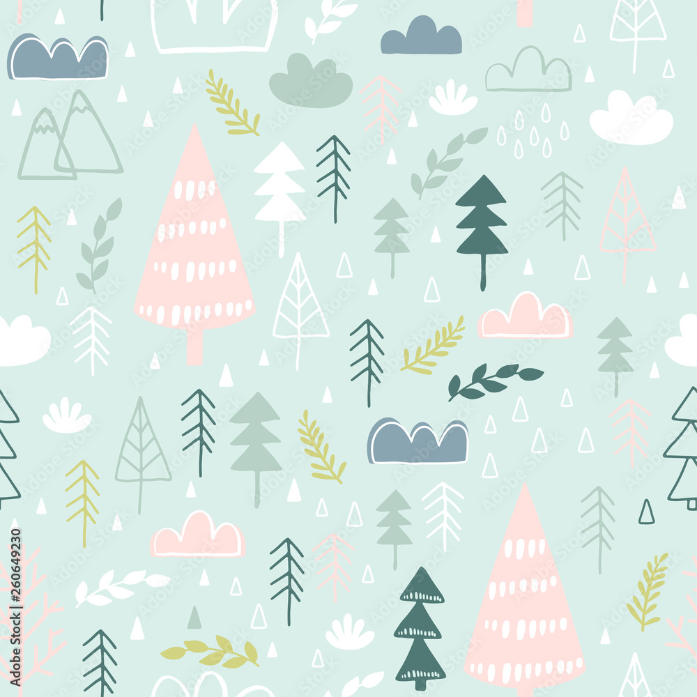 Winter Christmas Seamless Pattern, Vector Children Background, kids  wallpaper for fabric, textile, clothes, paper, scrapbooking, planner,  sticker Stock Vector | Adobe Stock