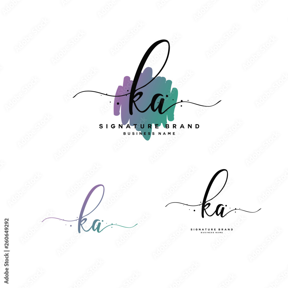 K A KA Initial letter handwriting and  signature logo. - obrazy, fototapety, plakaty 
