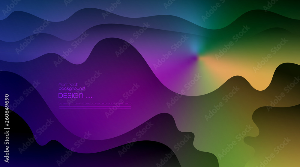Fototapeta premium Abstract dynamic motion of geometric shape, pattern composition. Colorful gradient background. Vector modern graphic, minimal design elements for a backdrop, template, poster, wallpaper, flyer, layout