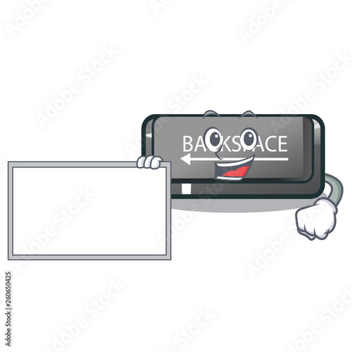 With board button backspace isolated in the mascot