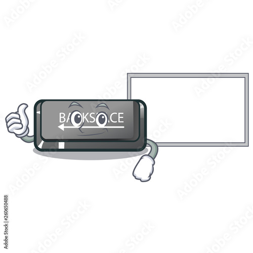 Thumbs up with board button backspace isolated in the mascot