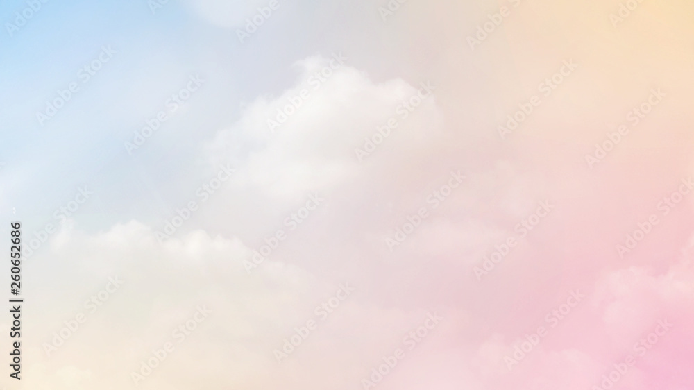 Abstract blurred beautiful soft cloud background with a pastel multicolored gradient with bokeh concept for wedding card design or presentation