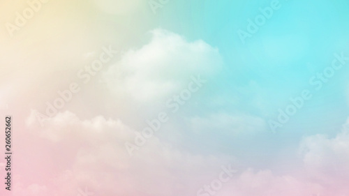Abstract blurred beautiful soft cloud background with a pastel multicolored gradient with bokeh concept for wedding card design or presentation
