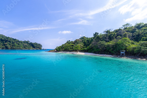 beautiful beach view Koh Chang island seascape at Trad province Eastern of Thailand on blue sky background   Sea island of Thailand landscape