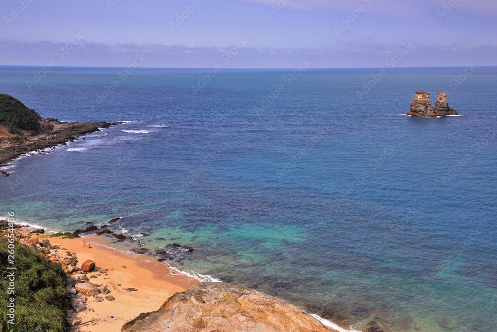 Fototapeta premium Mysterious Coast of Jinshan, New Taipei City, Taiwan. Photo taken on:April 5,2019