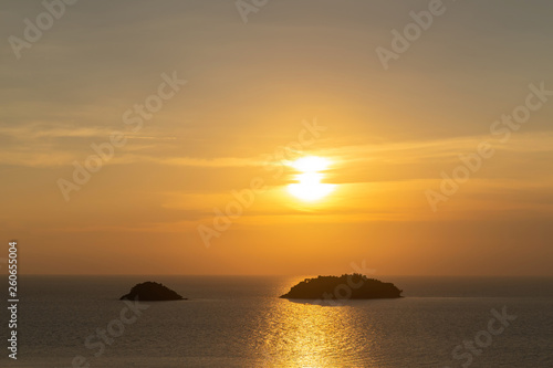 beautiful sunset sea view island seascape at Trad province Eastern of Thailand   Sea of Thailand landscape