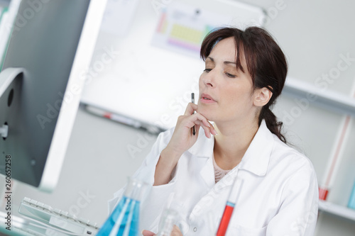 female scientist in contemplation