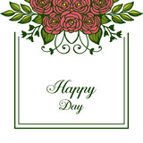 Vector illustration greeting card happy day with design blossom floral frame