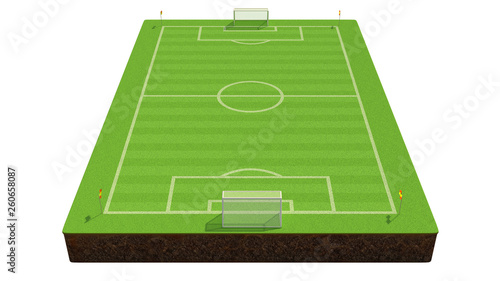 3d illustration of a soccer field