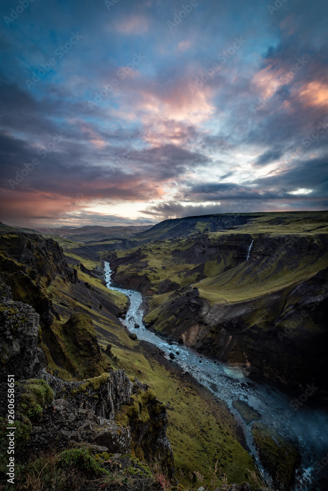 Haifoss sunset in Iceland
