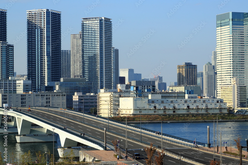 豊洲大橋と晴海のマンション群