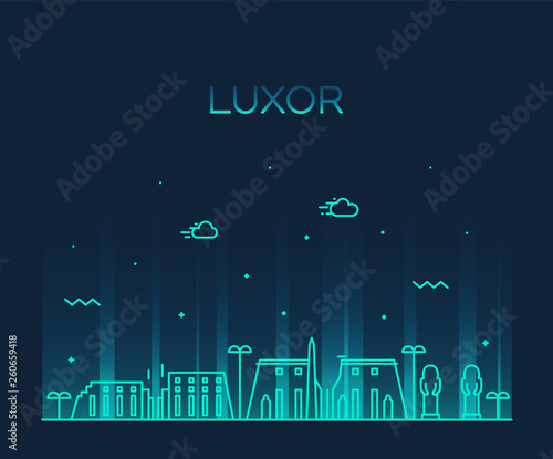 Luxor skyline Egypt vector big city linear style