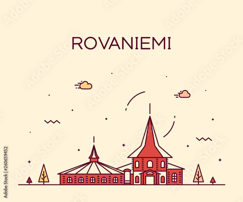 Rovaniemi skyline Finland vector city linear style