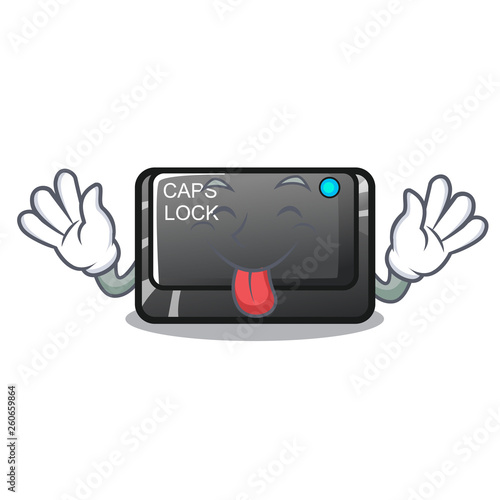 Tongue out capslock button isolated with the cartoon