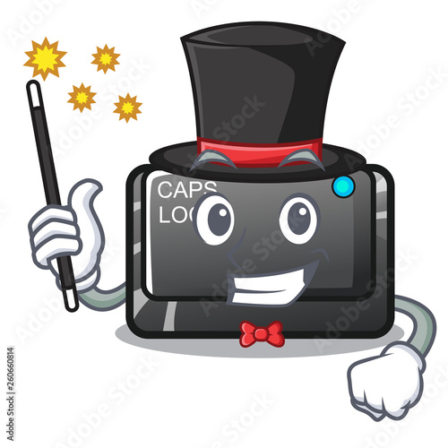 Magician capslock button isolated with the cartoon