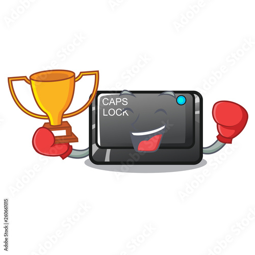 Boxing winner capslock button isolated with the cartoon