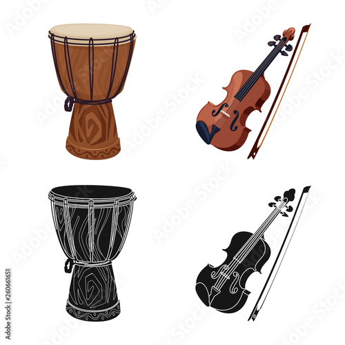 Isolated object of music and tune sign. Collection of music and tool stock symbol for web.
