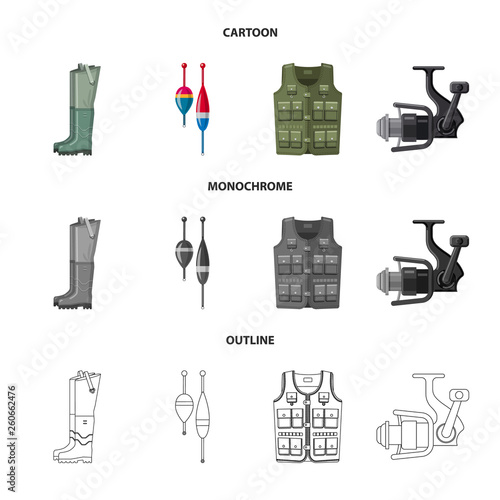 Isolated object of fish and fishing icon. Collection of fish and equipment stock symbol for web.