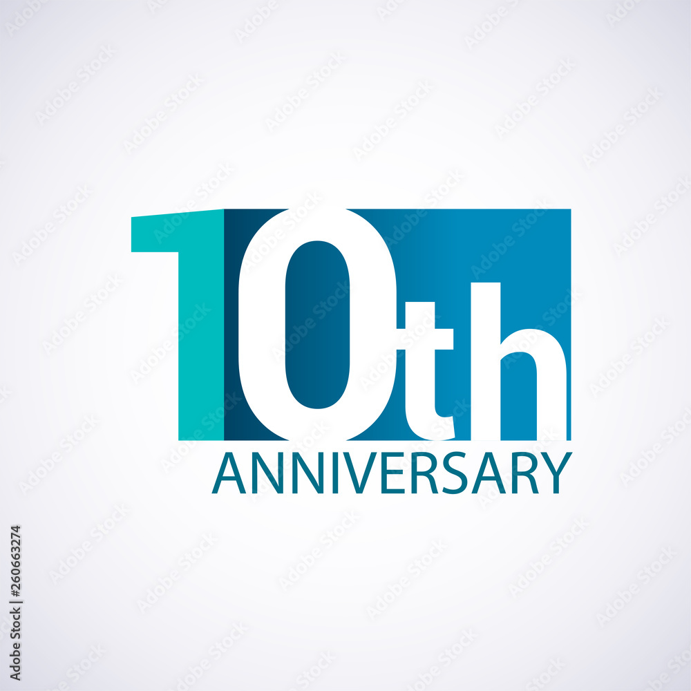 Template Logo 10 anniversary blue colored vector design for birthday celebration.