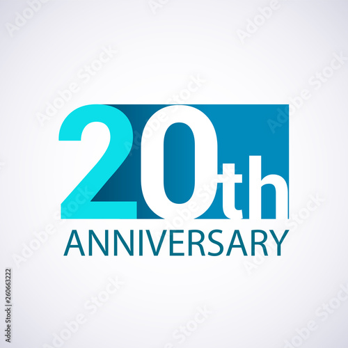 Template Logo 20 anniversary blue colored vector design for birthday celebration.
