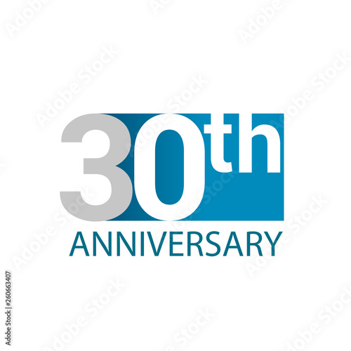 Template Logo 30 anniversary blue colored vector design for birthday celebration.