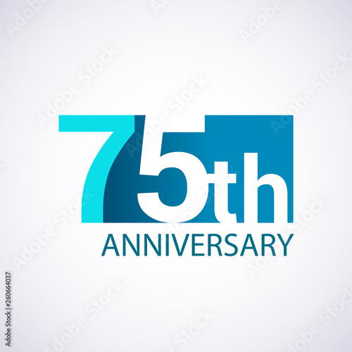 Template Logo 75 anniversary blue colored vector design for birthday celebration.