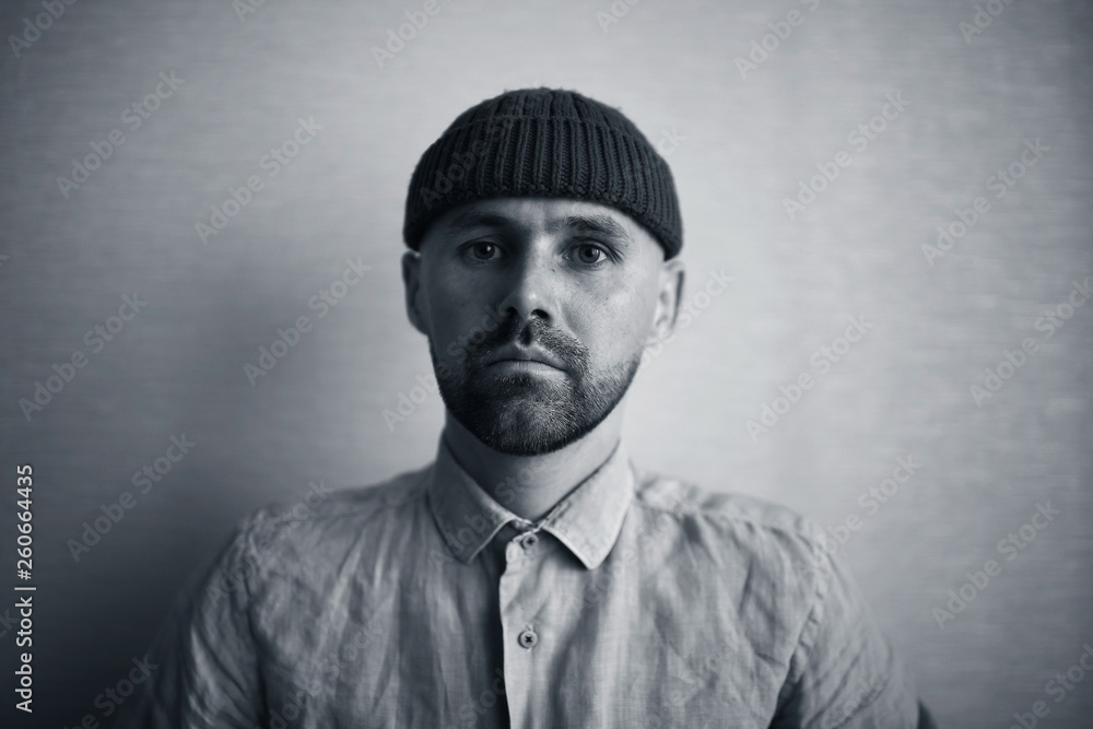 Black and white portrait of a sad man Black and white portrait of a sad man