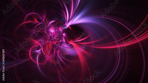 Abstract transparent red and pink crystal shapes. Fantasy light background. Digital fractal art. 3d