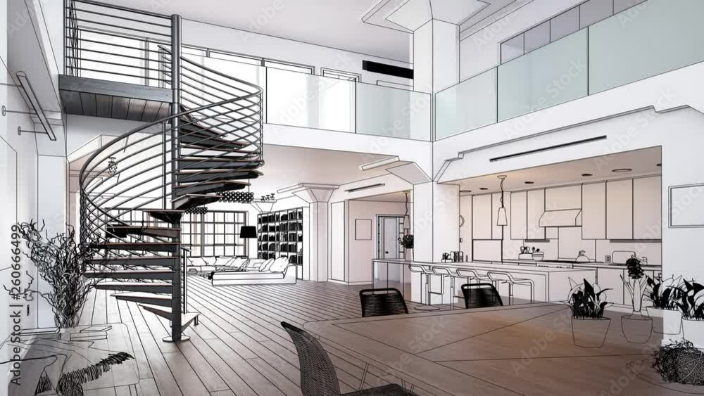 City Loft Apartment - loopable 3d visualization