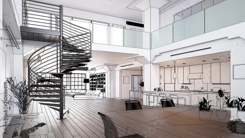 City Loft Apartment - loopable 3d visualization photo