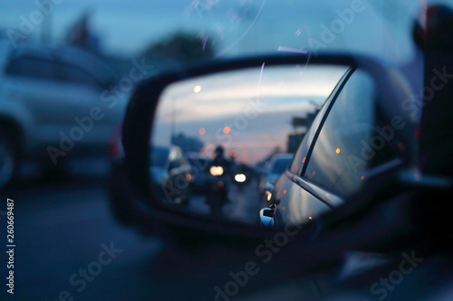 traffic jam on urban road, car drive in night city street © sutichak