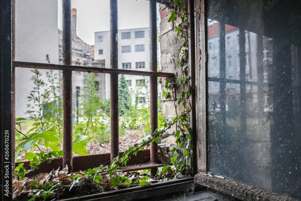 View from the window of a prison cell. View from the window of a prison cell.