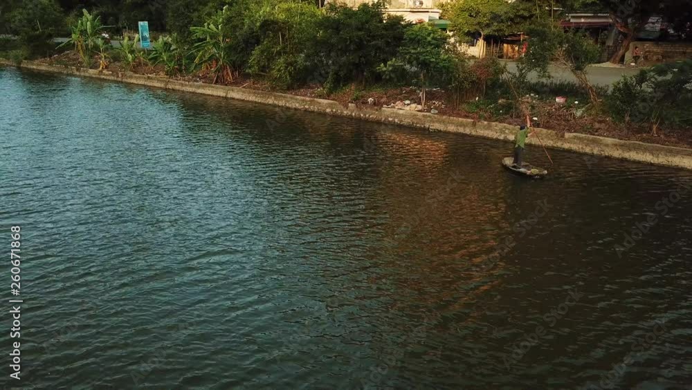 River to Hoa Lu, ancient capital of Vietnam and beautiful historic location. Aerial view River to Hoa Lu, ancient capital of Vietnam and beautiful historic location. Aerial view