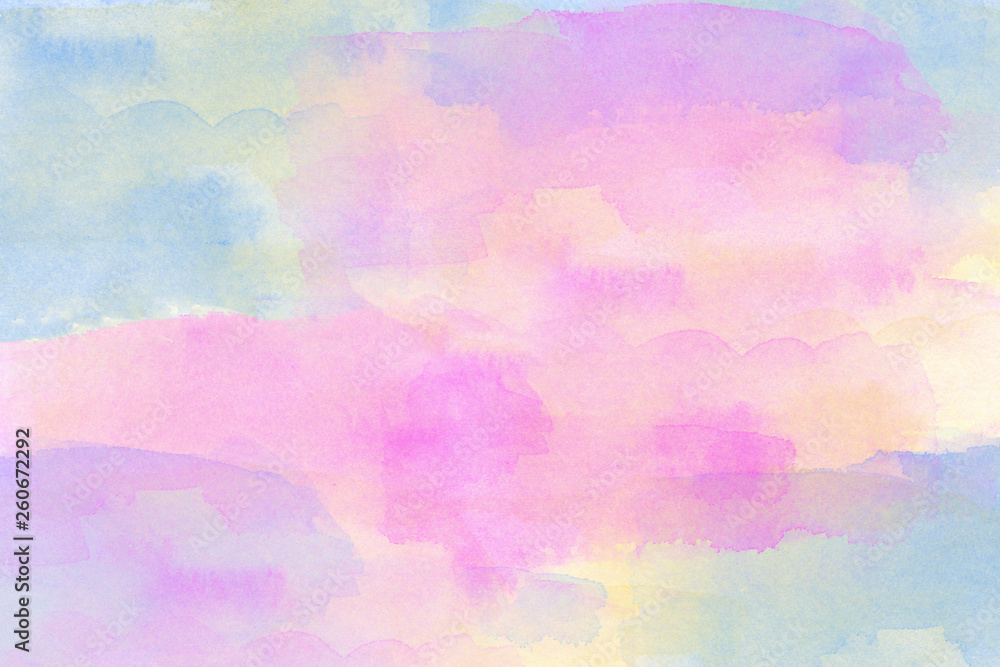 Yellow, blue and pink watercolor background