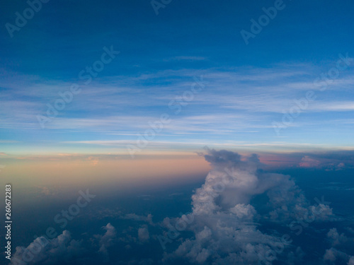 Floating clouds on the deep blue sky.