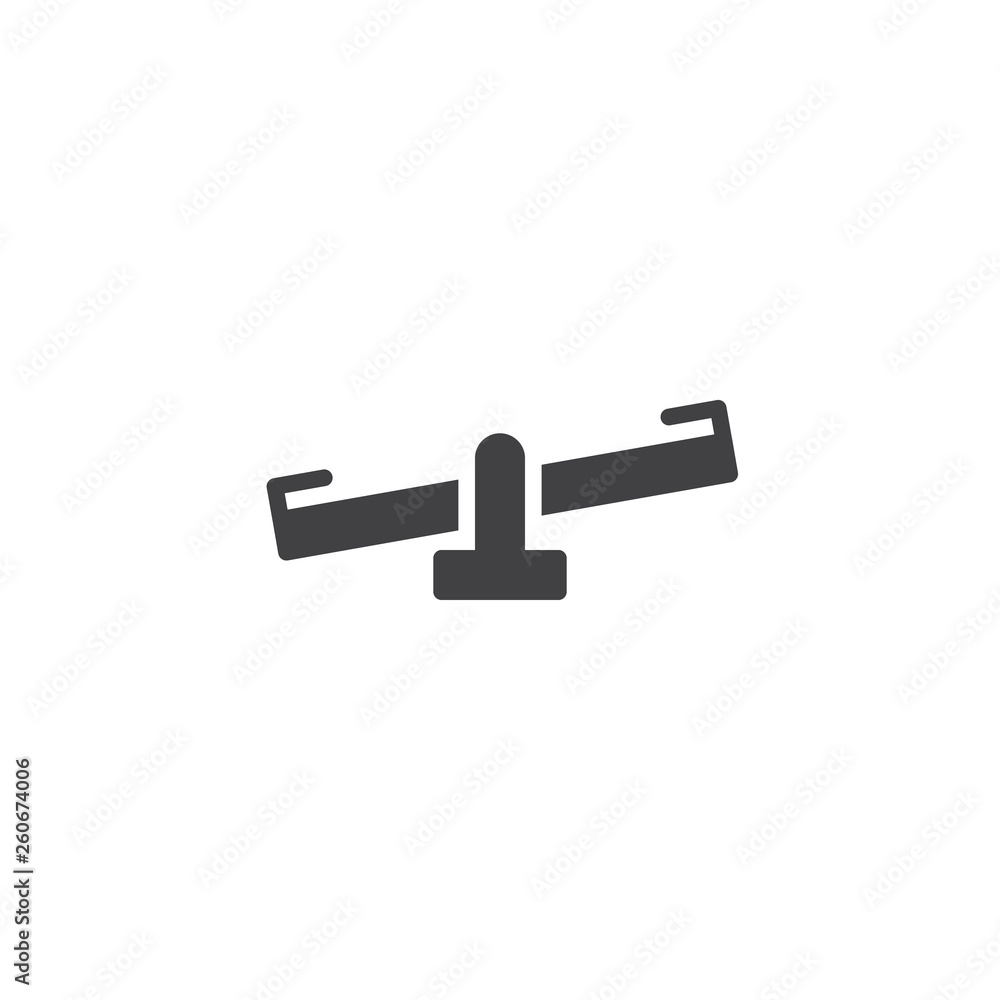 Seesaw game vector icon. Swing filled flat sign for mobile concept and web design. Balance toy glyph icon. Symbol, logo illustration. Pixel perfect vector graphics