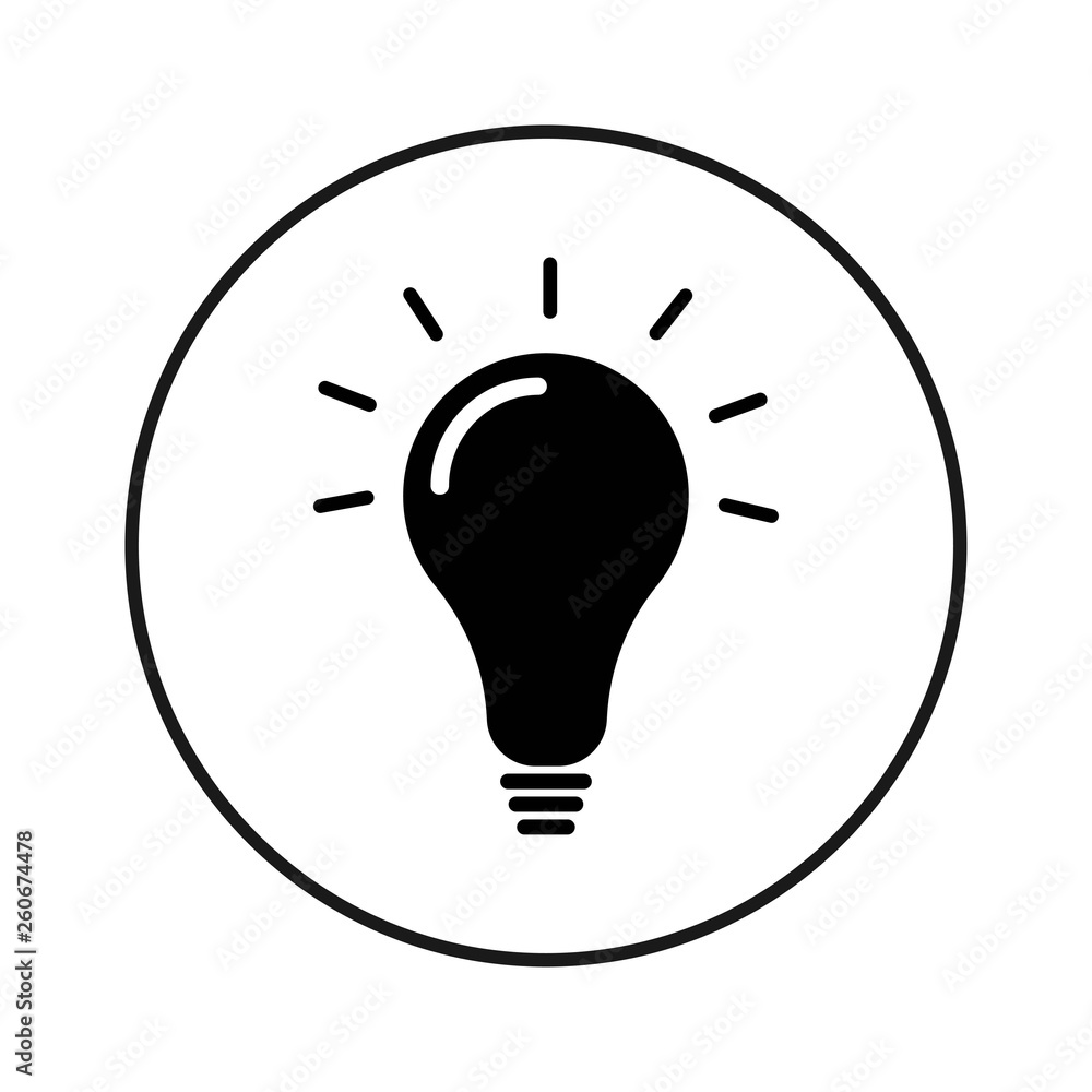 Light bulb icon in black circle Light bulb icon in black circle