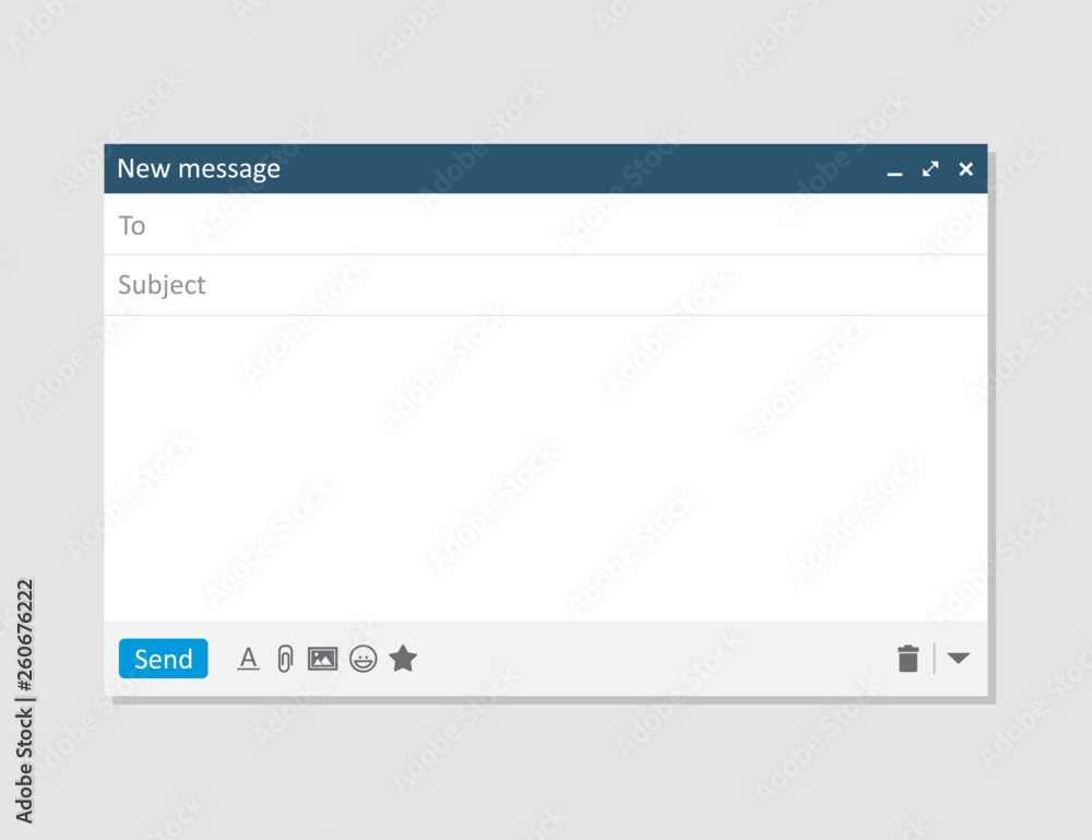 Email blank template mail frame interface for mail message