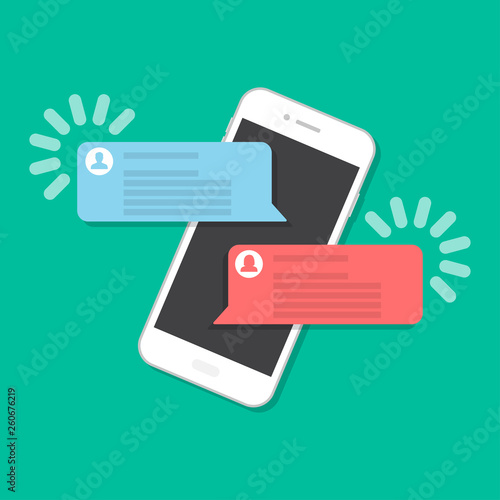 Smartphone with chat in a flat design